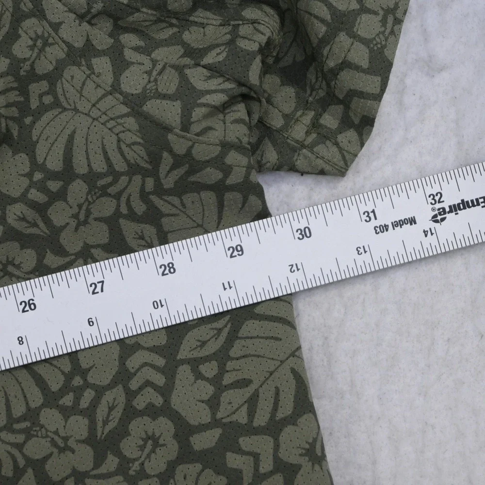Duluth Trading Co Vented Fishing Shirt Mens 2XL Relaxed Fit Green Tropical Leaf